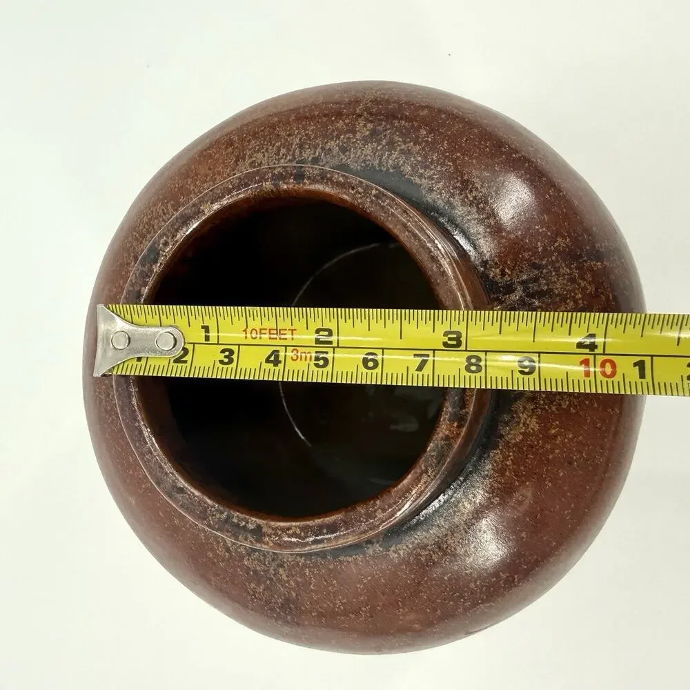 Decorative Vase Brown / Copper Speckled Glossy Glaze Handmade Unbranded